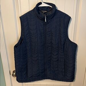 Jane Ashley Navy Quilted Vest 2X